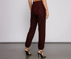 Luxe Velvet High Rise Joggers