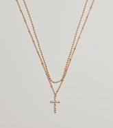 Joyful Glam Layered Rhinestone Cross Necklace