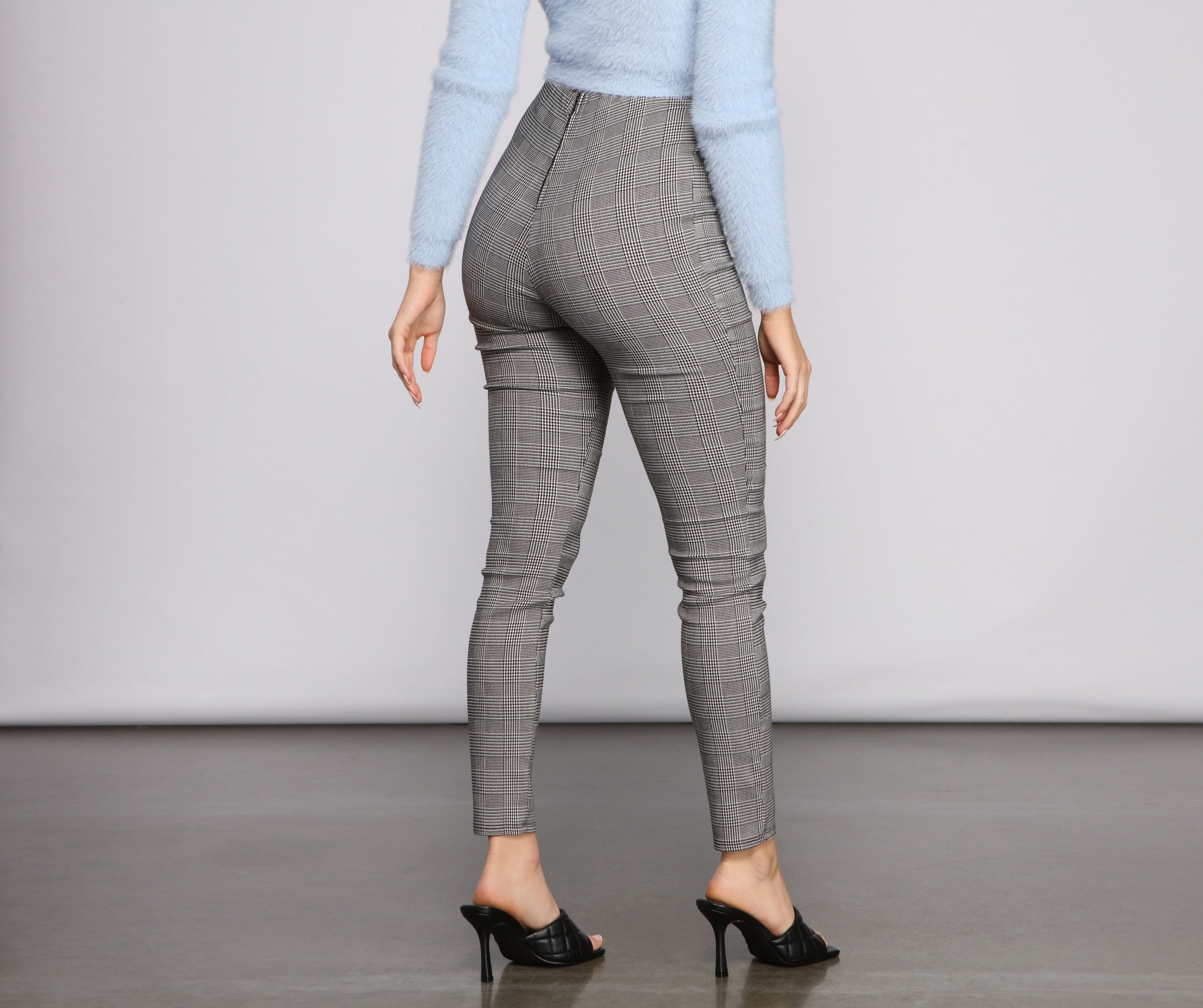 Glen Plaid Skinny Tapered Pants