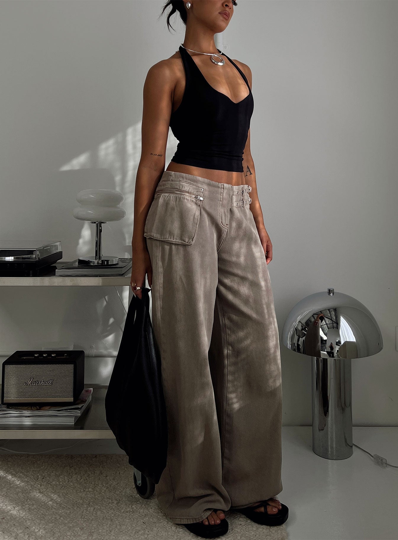 Paltrow Cargo Jeans Washed Brown Petite